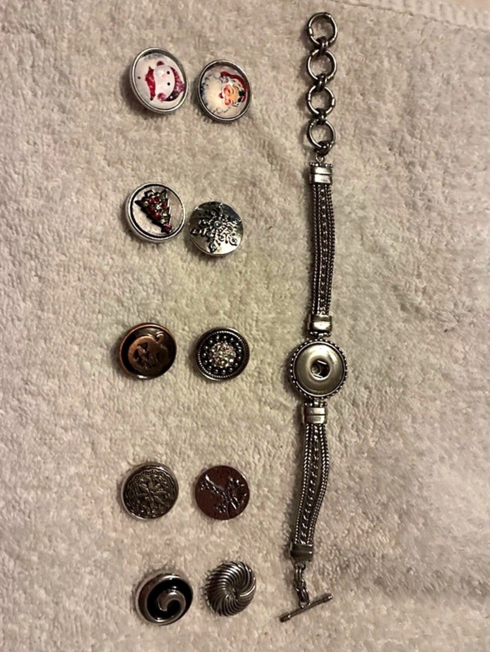 Ginger Snaps Interchangeable Snap Multi-Chain Bracelet with Snap Buttons Silver